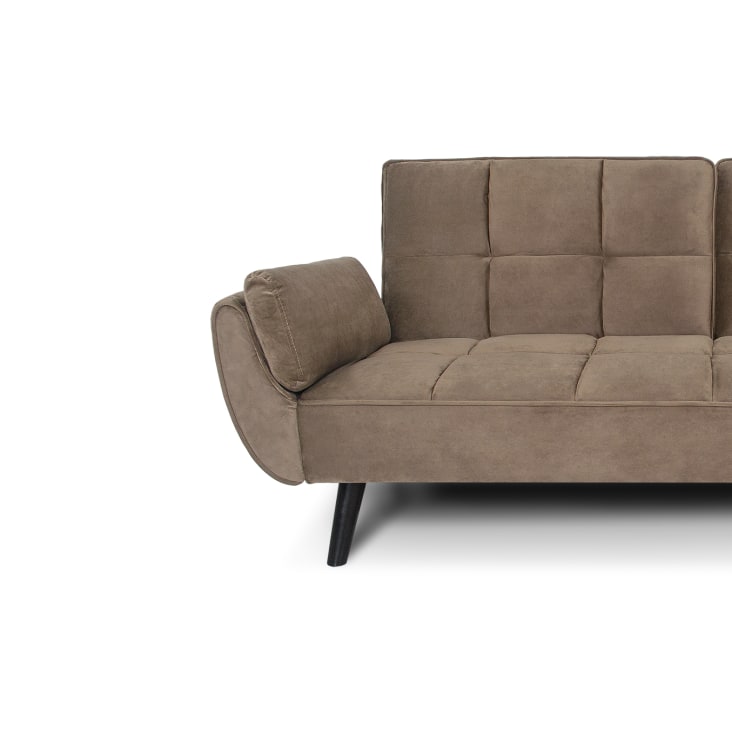 Divano Letto Clic Clac In Velluto Grigio - Samira Ambra 3 Posti Con Piedi Legno | Pronto Letto Ospiti - Foto 7