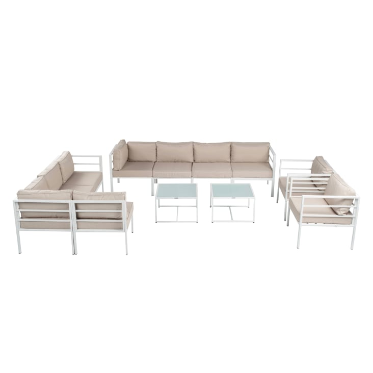 Salon de jardin modulable de 10 places en acier blanc-Madrid deluxe