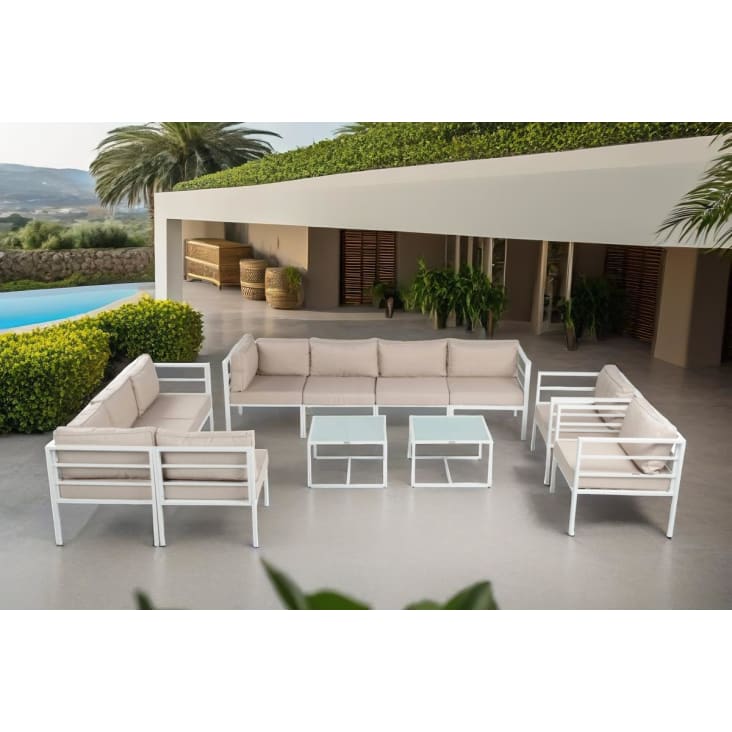 Salon de jardin modulable de 10 places en acier blanc-Madrid deluxe cropped-1