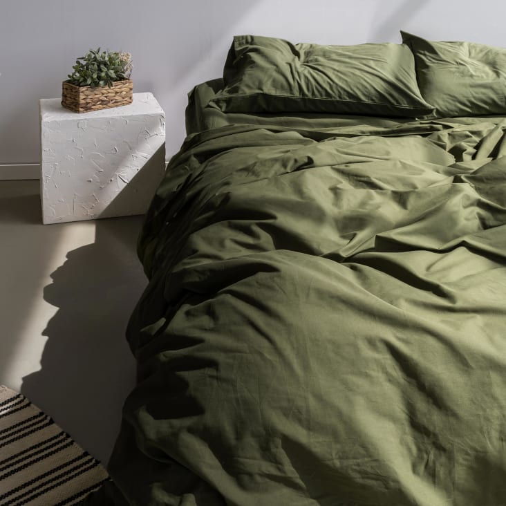 Funda nordica 100 algodon verde oliva 200x200 cm cama 120 Basic Maisons du Monde