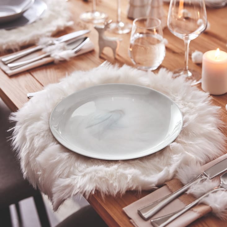 Service de table 18 pcs en verre, effet marbré gris