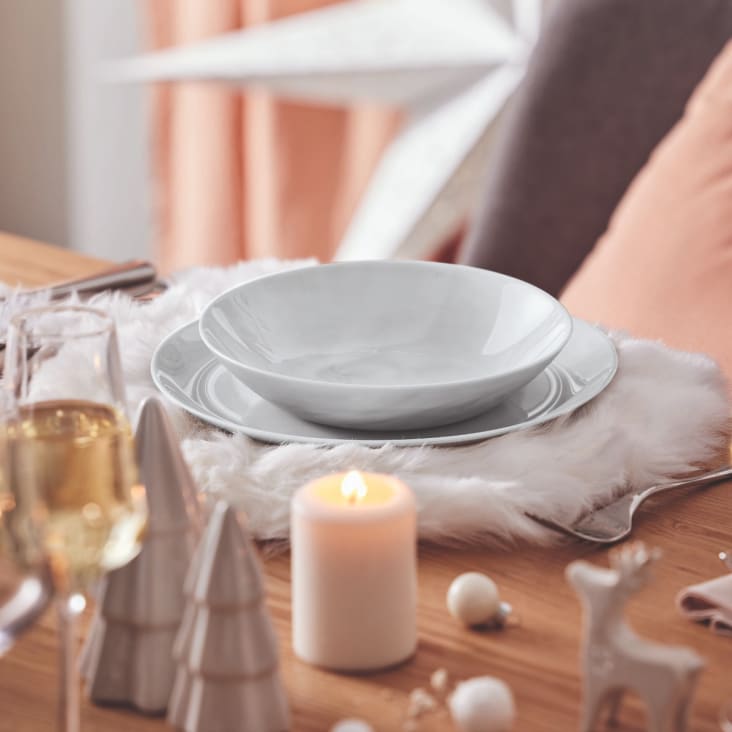 Service de table 18 pcs en verre, effet marbré gris