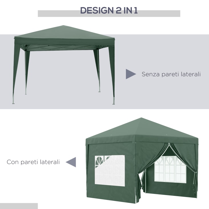 Pareti Gazebo 3x3 Pareti Laterali Per Gazebo 3x3 Metri - 2 Pezzi In Oxford 210D Con Finestra, Bianche, Impermeabili E Con Chiusure A Velcro