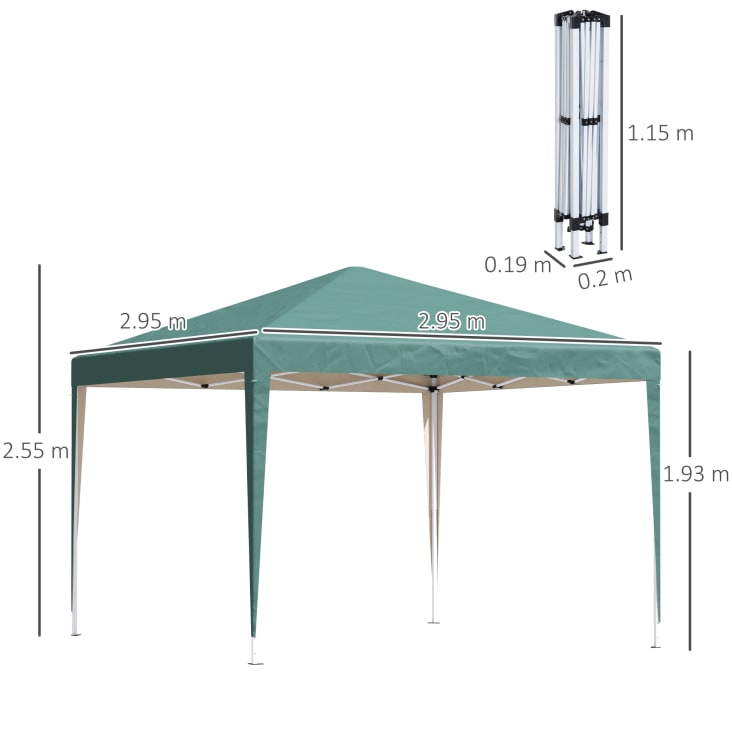 Outsunny Gazebo 3x3m Pieghevole Con Rete - Anti-UV, Altezza Regolabile, Per Giardino - Foto 5