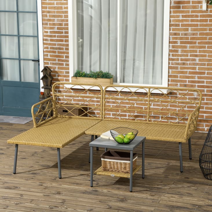 Boho Divano Da Giardino Con Chaise Longue Easycomfort Set Da