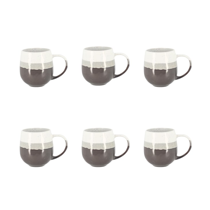 Mugs Grès Noir Mat Set De 6 Mugs Manhattan En Grès - Noir Mat, Micro-ondes Et Lave-vaisselle (Collection ) Pure Living