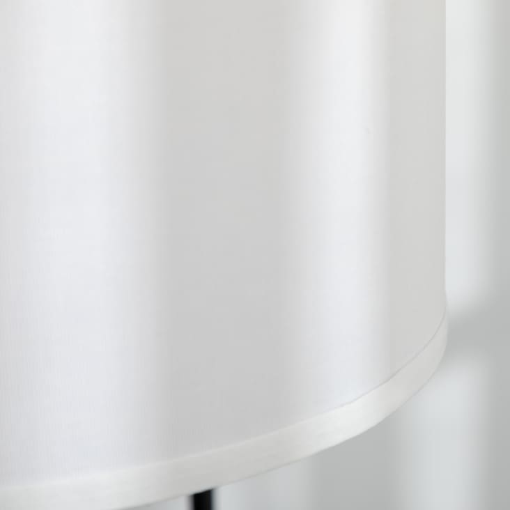 Lampadaire néo-rétro H.163cm acier noir abat-jour aspect lin blanc cropped-5