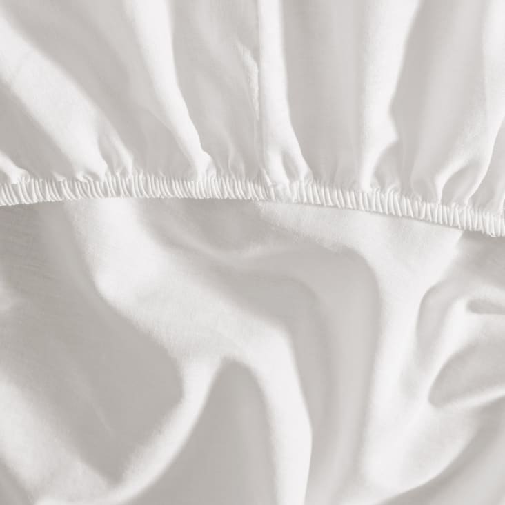 Drap housse satin coton-tencel 200f bonnet 30 cm Blanc 160x200 cm-Opera cropped-1