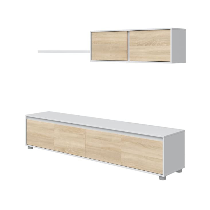 Salón Con Mueble De Tv Y Estantería 200 Cm Arlet Blanco Artik (blanco Mate) - Gris Cemento 200 X 43 X 41 Cm con Ofertas en | Ofertas Online