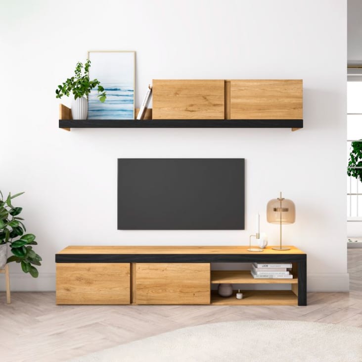 Sal n axis 180 melamina roble 180 x 37 x 40 maisons du monde