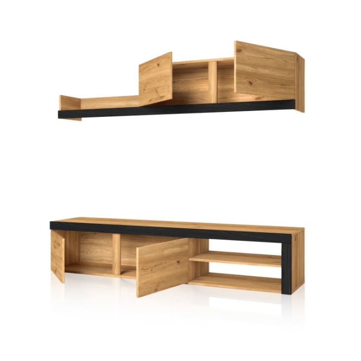 Sal n axis 180 melamina roble 180 x 37 x 40 maisons du monde