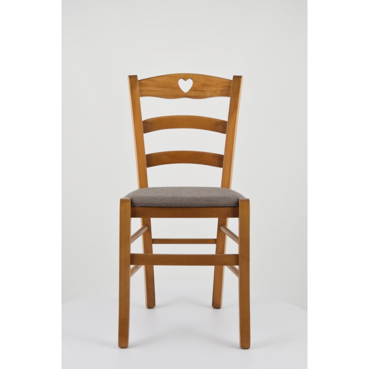 2er Set Stühle aus Buchenholz mit StoffSitz, Eichenbraun und Braun