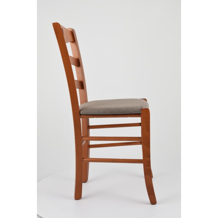 2er Set Stühle aus Buchenholz mit StoffSitz, Kirschbraun und Braun