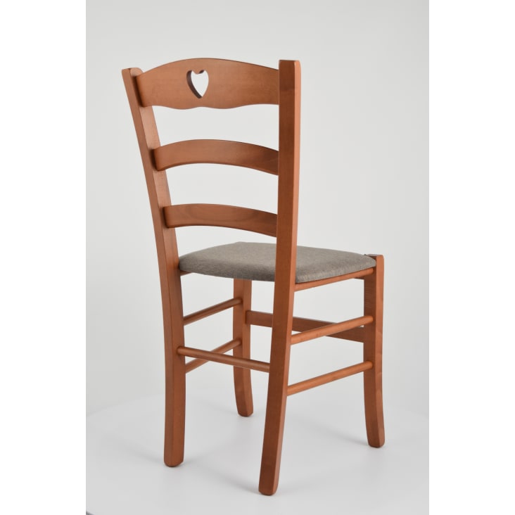 6er Set Stühle aus Buchenholz mit StoffSitz, Kirschbraun und Braun