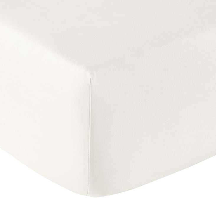 Drap housse coton blanc doux 90x200 cm-Vexin cropped-2