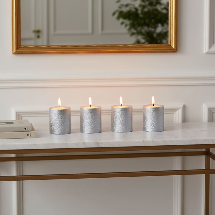 Set Di 2 Candele Cilindriche Bianche Rustiche, Altezza 14 Cm, Per Decorazione Casa E Centrotavola