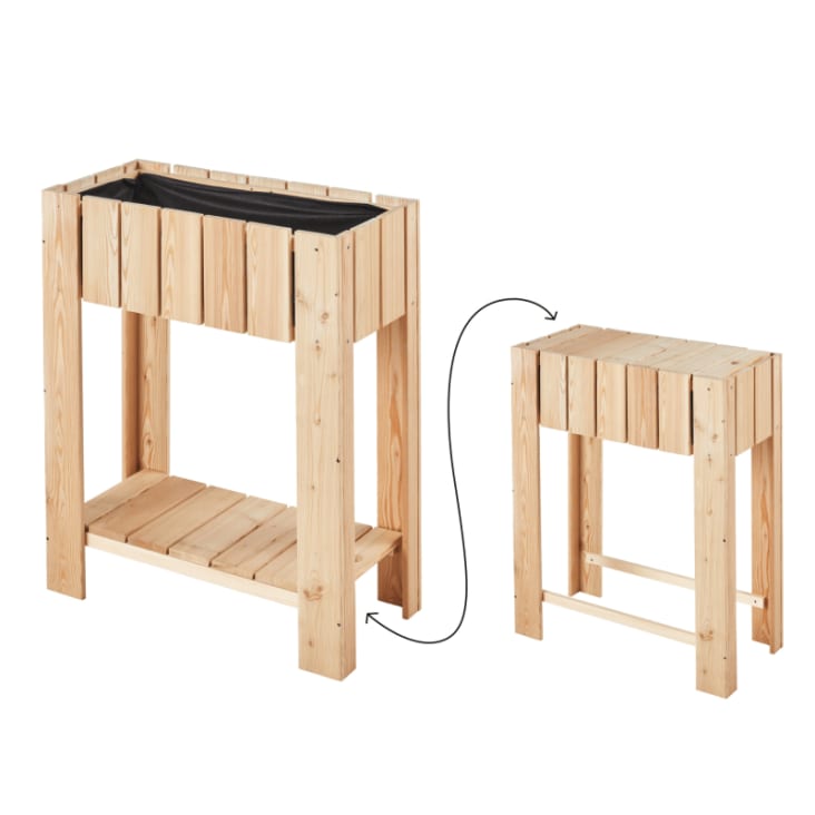 Jardinière sur pieds en bois mélèze beige 66 x 30 x 78 cm Acanta ...