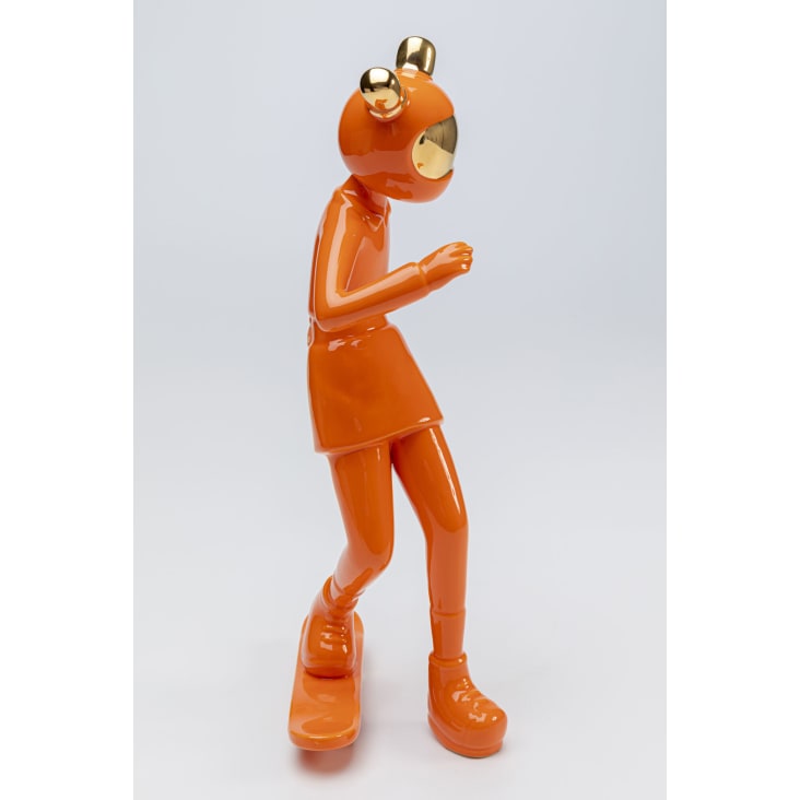 Estatuilla astronauta patinador de cerámica esmaltada naranja 33cm cropped-2