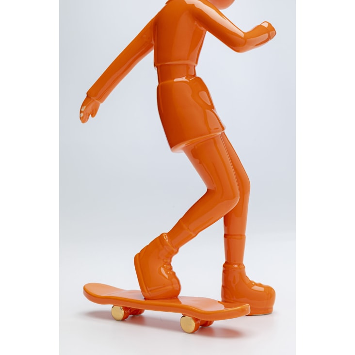 Estatuilla astronauta patinador de cerámica esmaltada naranja 33cm cropped-5
