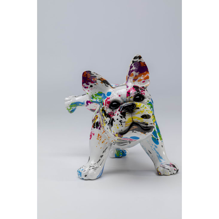 Figura deco perro frenchie multicolor de poliresina hecho a mano 32cm ...