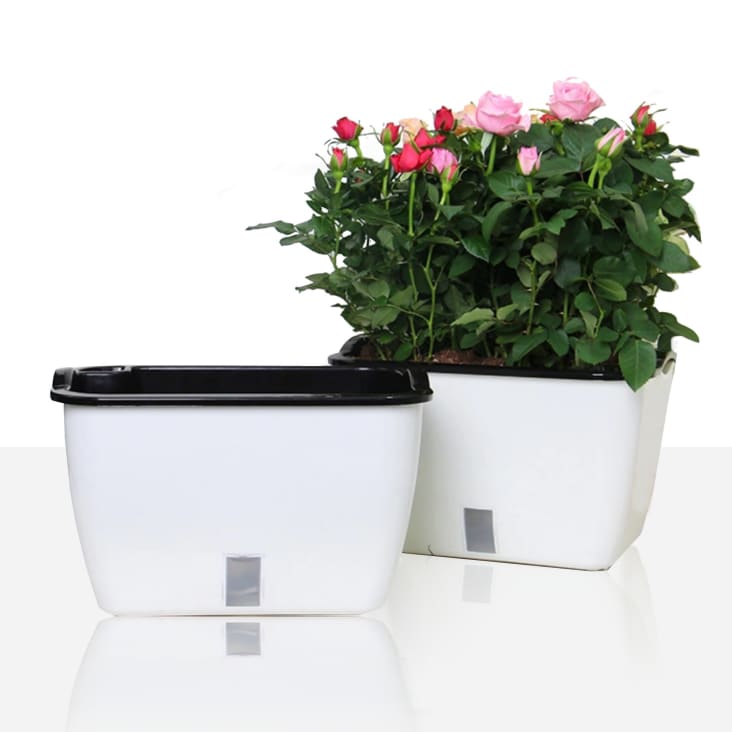 Vaso in plastica colore antracite H 30 cm, L 50 x P 50 cm