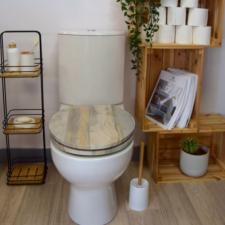 Abattant WC frein de chute bois