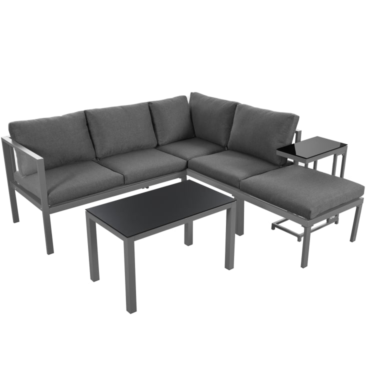 GartenLoungeSesselSet Ecklounge für 68 Personen, grau Flieks