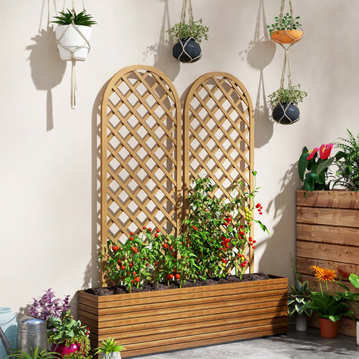 Treillis En Bois Teinté 90 X 180 Cm, Pour Jardin