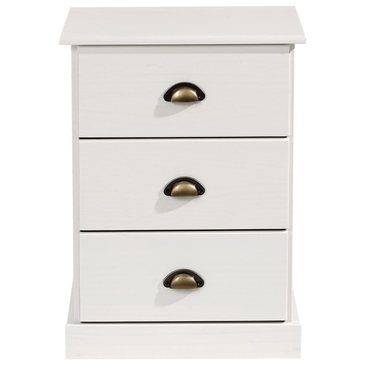 Lot De 2 Tables De Chevet Yaheetech 3 Tiroirs - Blanc/Noir - Bois MDF - Style Moderne