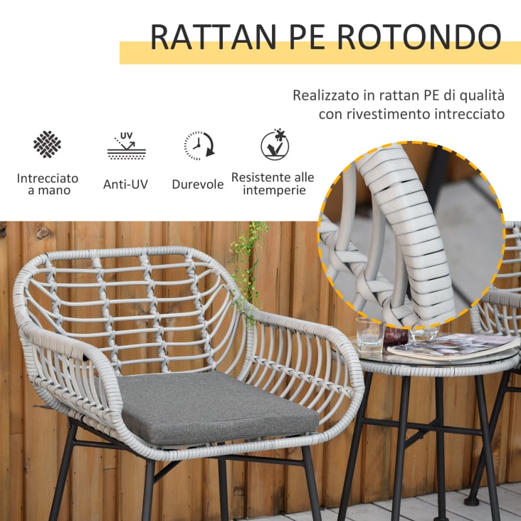 Salotto Esterno Poltrone Outsunny Set Giardino Pezzi In Rattan