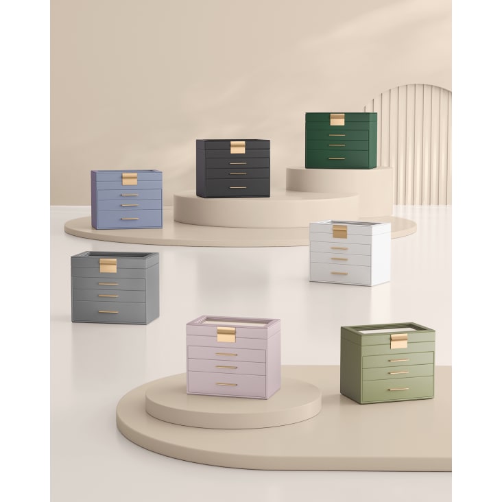 Boîte à Bijoux En Verre Transparent Avec Cadre Doré - 10x10x4,5 Cm | Rangement Élégant Pour Bagues, Colliers... - 10