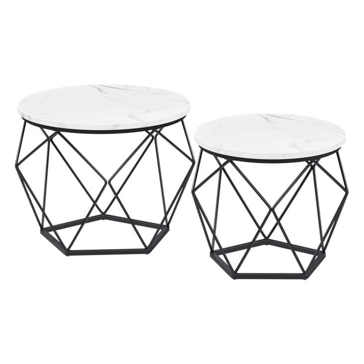 Tables basses ronde moderne cadre en acier blanc noir | Maisons du Monde