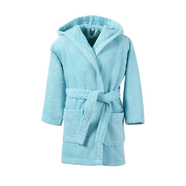Peignoir de bain 10 ans bleu aqua en coton