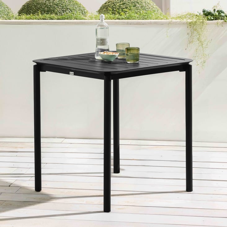 Tavolino Quadrato Bistrot Nero - Per Esterni, Hotel E Ristoranti, Verniciato A Polvere
