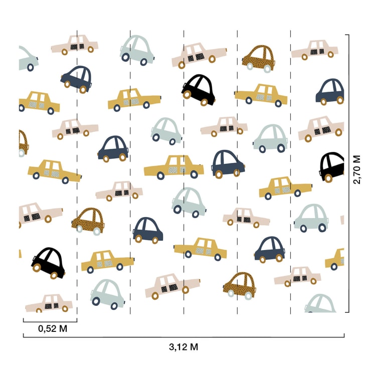 Carta da parati per bambini bambino macchinina 312x270cm Maisons du Monde