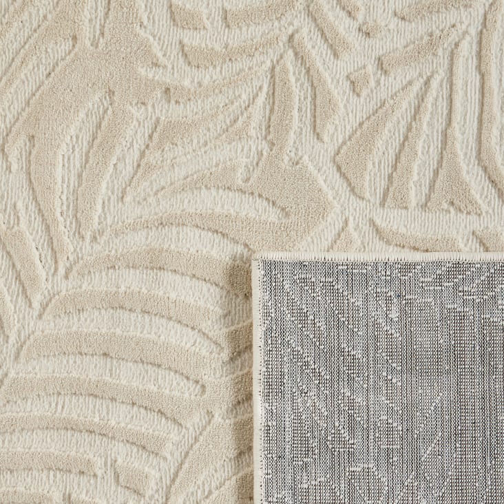 Alfombra pelo corto con relieve motivo de hoja crema 160x230 Bloom
