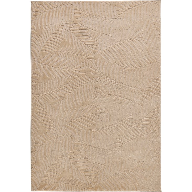 Alfombra pelo corto con relieve motivo de hoja beige 200x280 Bloom