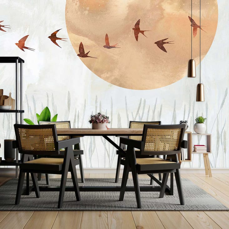 Papier peint hirondelles au soleil 364x270cm Maisons du Monde