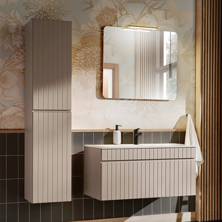 Set Bagno EUGAD Con Mobile Sottolavabo E Armadietto Specchio - Legno E1 E Metallo 60x60cm - Foto 8