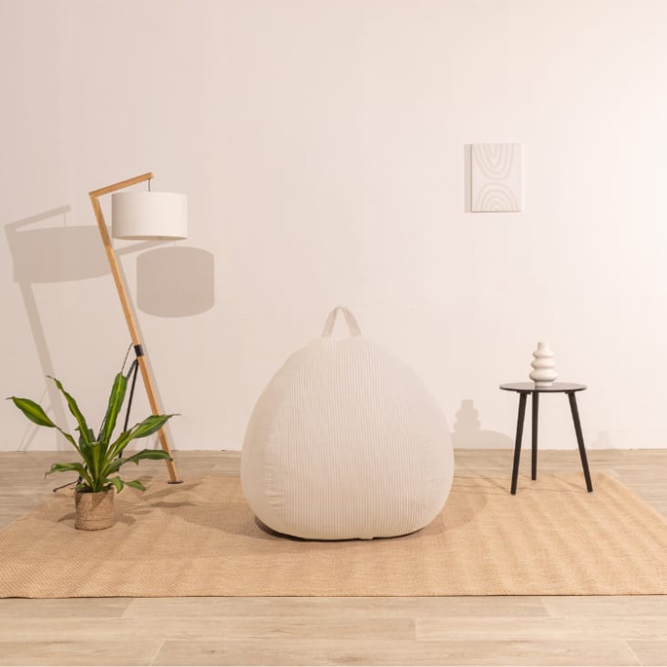 Pouf Sacco In Velluto A Coste 100 Cm - Morbido, Confortevole, Imbottitura Schiuma, Beige - Foto 9