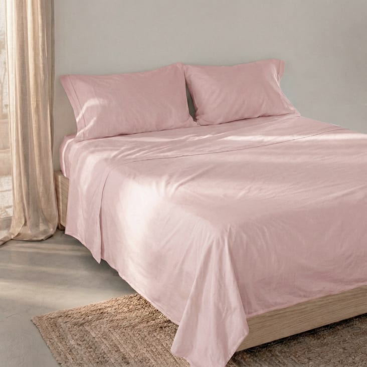Homescapes Lenzuolo Con Angoli In Cotone Egiziano 100% – Rosa, 160x200 Cm – 200 Fili, Percalle Anallergico