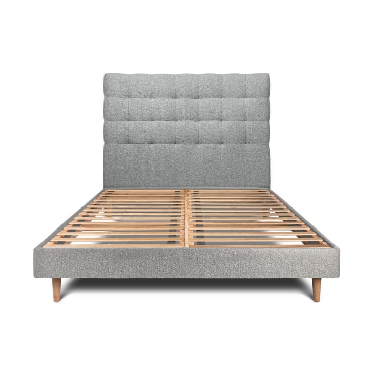 Bett mit gepolstertem Kopfteil Boucle Stoff 140 x 190 cm