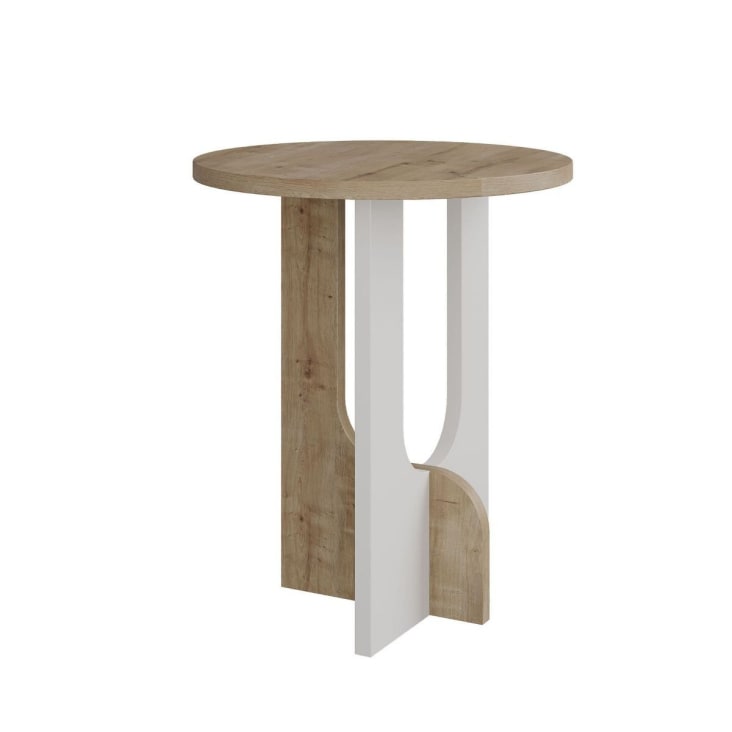 Table basse design d40cm chêne clair et blanc Folas | Maisons du Monde