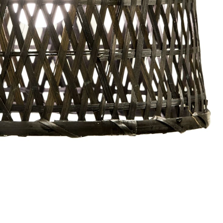 LUPATDY Paralume A Sospensione In Bamb&ugrave; - Design Vintage, E27, 30 Cm, Nero