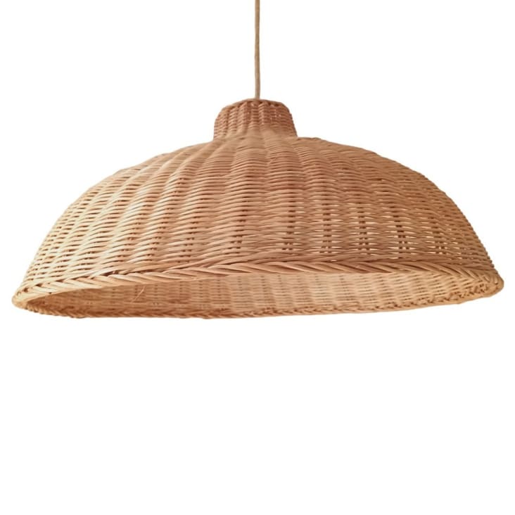 Alpinaluz Rattan Hängelampe – Handgefertigter Lampenschirm, 60 Cm Durchmesser, E27 Fassung, Für Wohnzimmer & Esszimmer