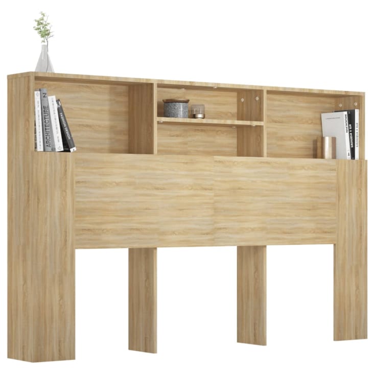 Mueble cabecero con armario de cama madera roble sonoma 160x19x103,5cm cropped-4