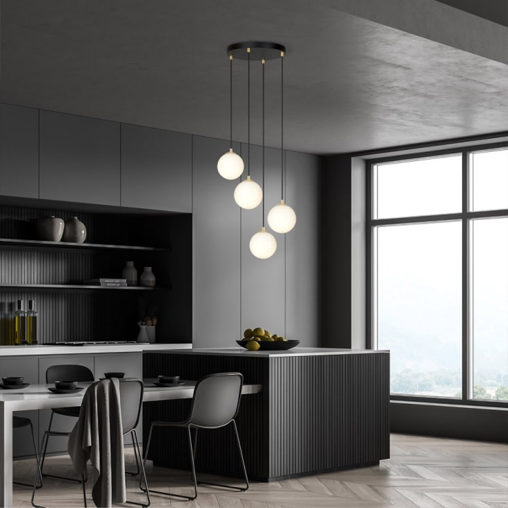 Lampadario Sospensione Eglo Alessandra - Vetro Alabastro, Cavo Regolabile, Bianco, E27 - Foto 5