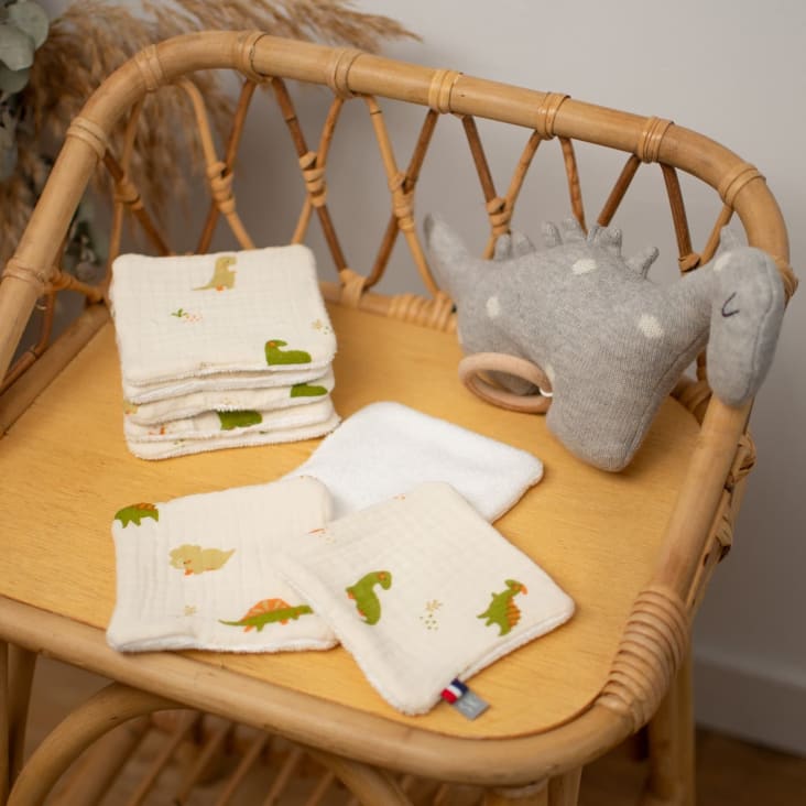Sevira Kids Lot 8 Lingettes Bébé Lavables 100% Coton Stella – Double Face Éponge & Imprimé Étoiles – Made In France Éco-responsable
