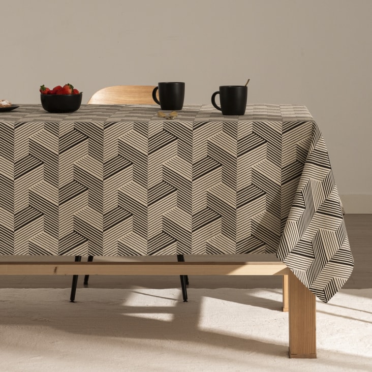 Nappe avec traitement antitache effet tissu Noir 140x300 cm Vico negro ...