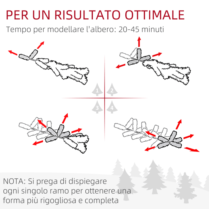 HOMCOM Albero di Natale 180cm con 450 Rami con Pigne | Italy